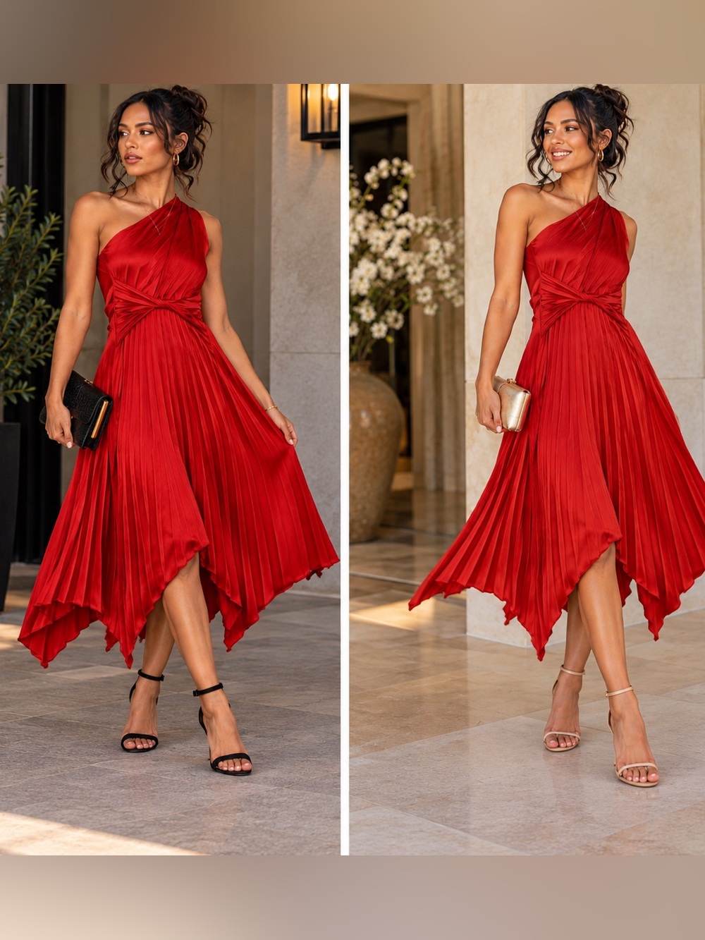 Billy J Cali One Shoulder Midi Dress Red Size XS